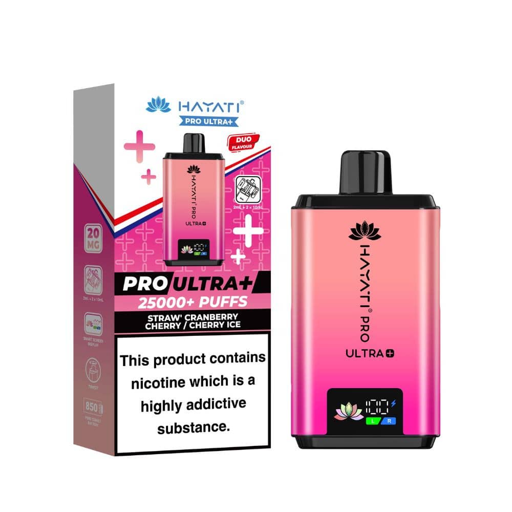 Hayati Pro Ultra Plus 25k Prefilled Vape Kit Strawberry Cranberry Cherry/ Strawberry Dragonfruit