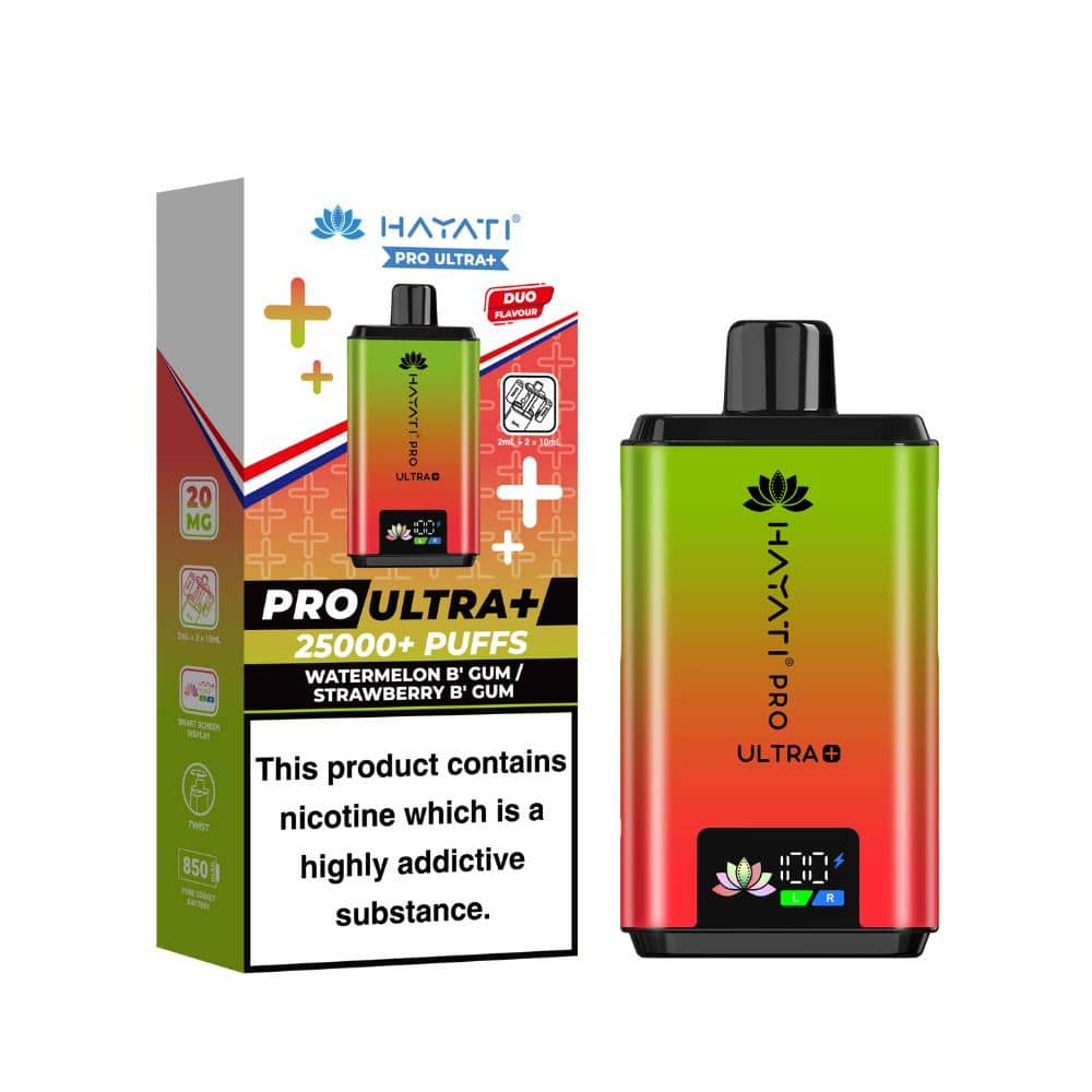 Hayati Pro Ultra Plus 25k Prefilled Vape Kit Watermelon Bubblegum/ Strawberry Bubblegum