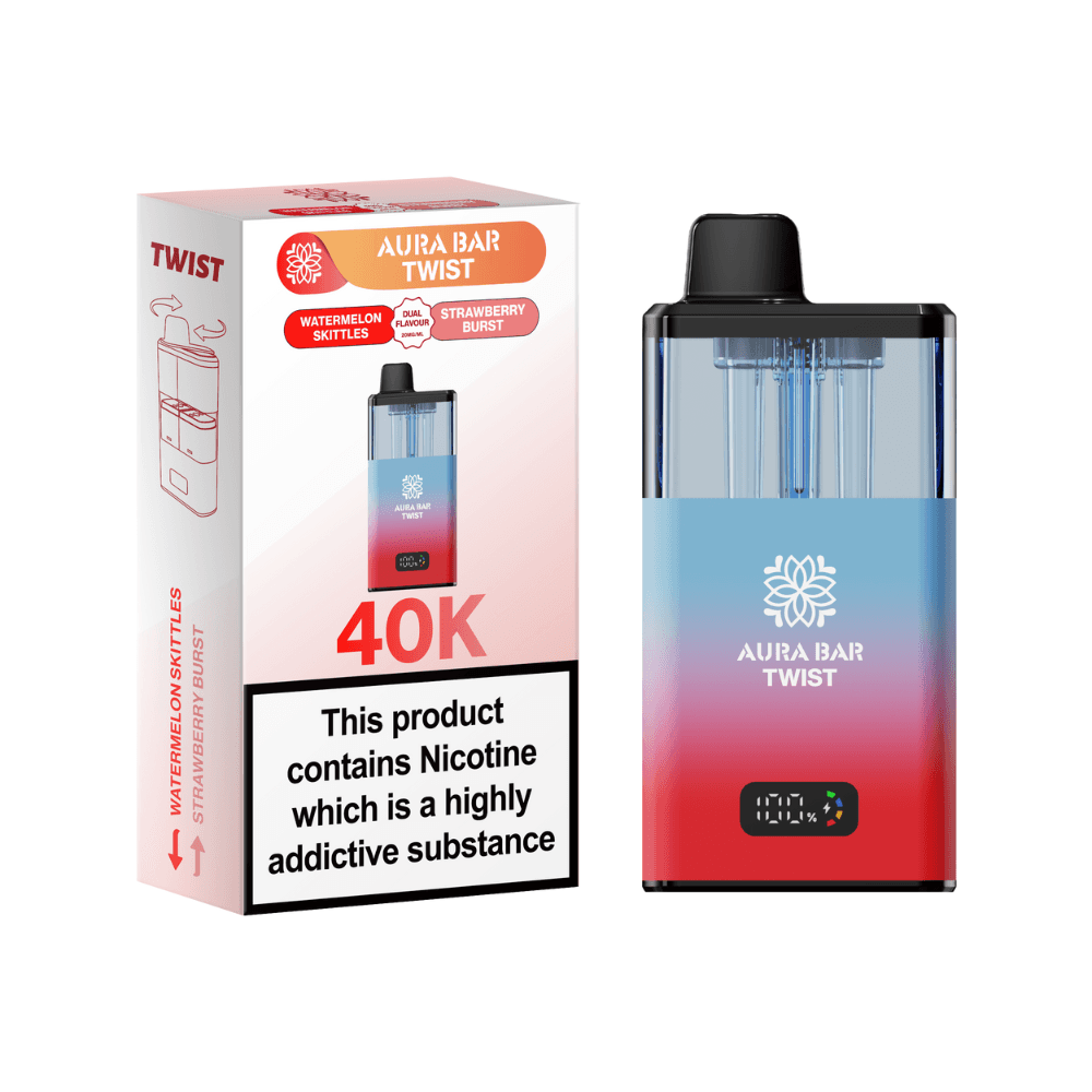 Crystal Prime Aura Bar Twist 40K Vape Kit Watermelon Rainbow / Strawberry Burst