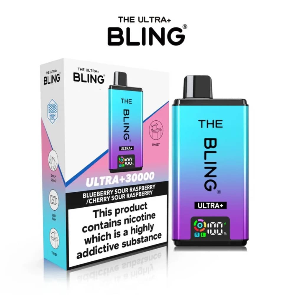 The Crystal Bling Ultra Plus 30K Prefilled Vape Kit Blueberry Sour Raspberry / Cherry Sour Raspberry