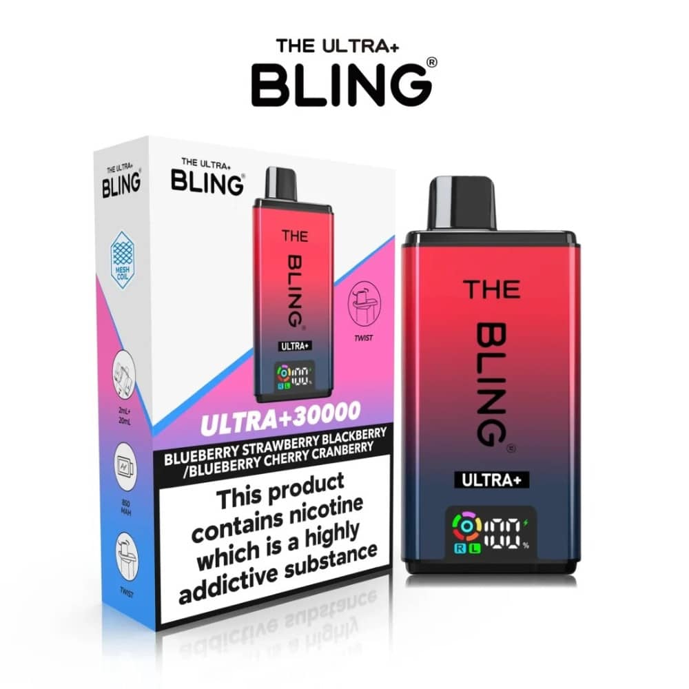 The Crystal Bling Ultra Plus 30K Prefilled Vape Kit Blueberry Strawberry Blackberry / Blueberry Cherry Cranberry