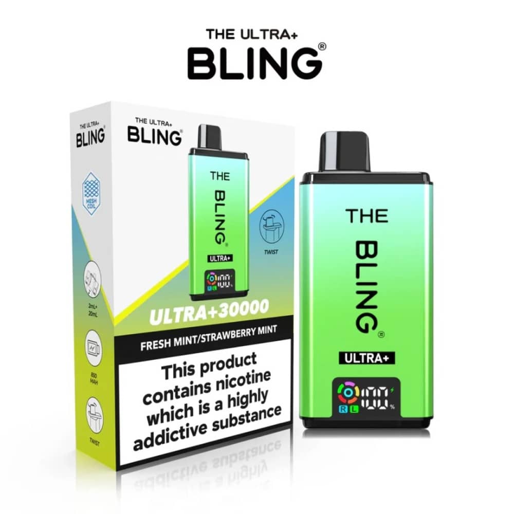 The Crystal Bling Ultra Plus 30K Prefilled Vape Kit Fresh Mint / Strawberry Mint