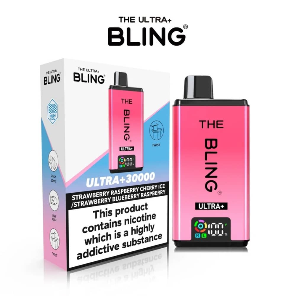 The Crystal Bling Ultra Plus 30K Prefilled Vape Kit Strawberry Raspberry Cherry Ice / Strawberry Blueberry Raspberry