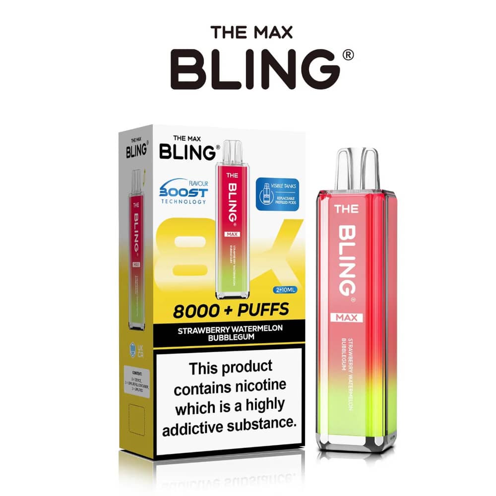 The Crystal Bling Pro Max 10k Prefilled Vape Kit Strawberry Watermelon Bubble Gum