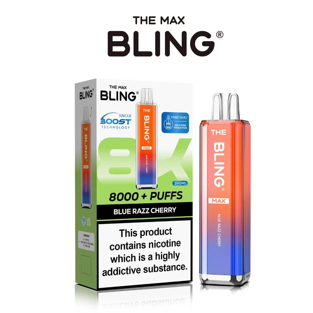 The Crystal Bling Pro Max 10k Prefilled Vape Kit Blue Razz Cherry