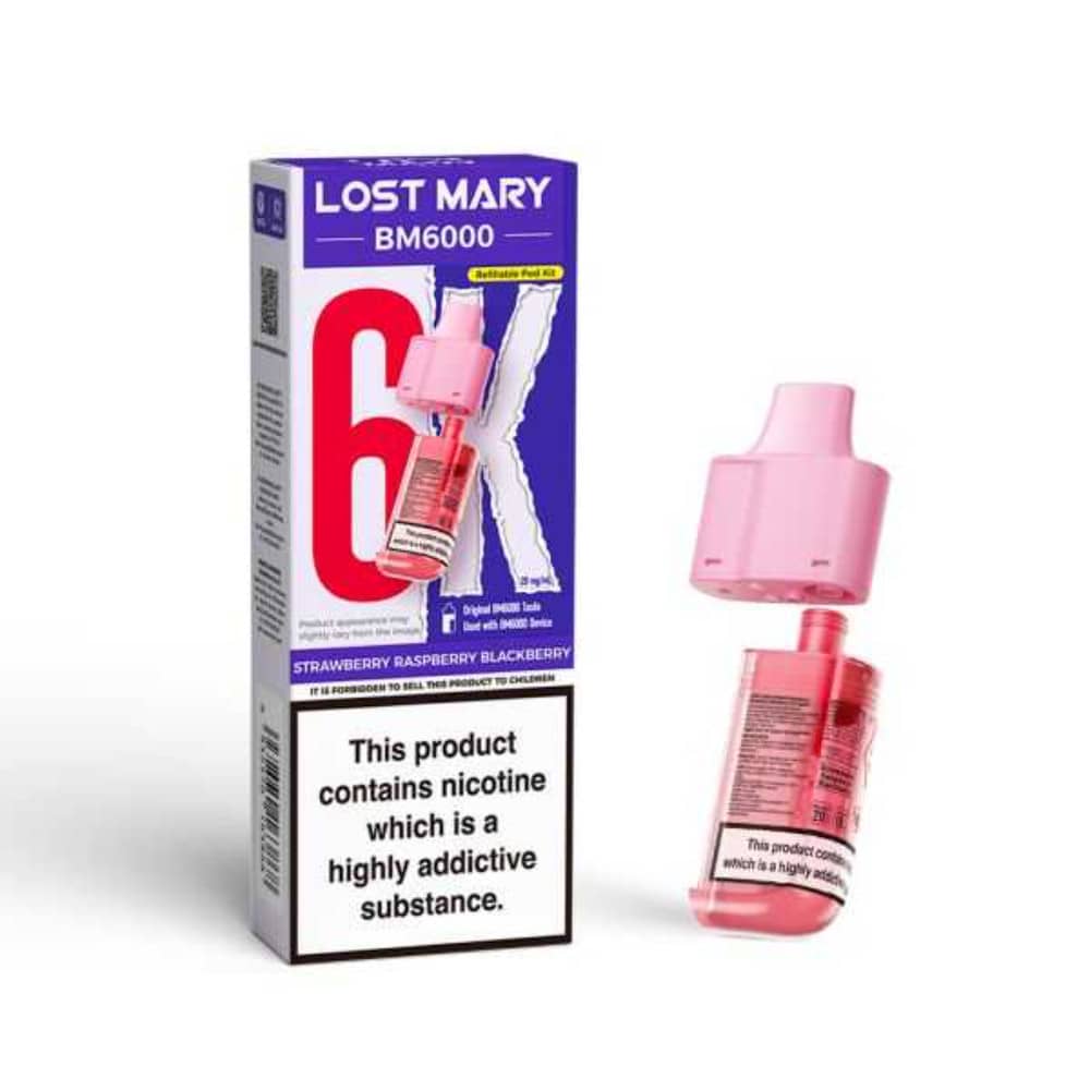 Lost Mary Bm6000 Refill Pods | 6,000 Puffs Strawberry Raspberry Blackberry