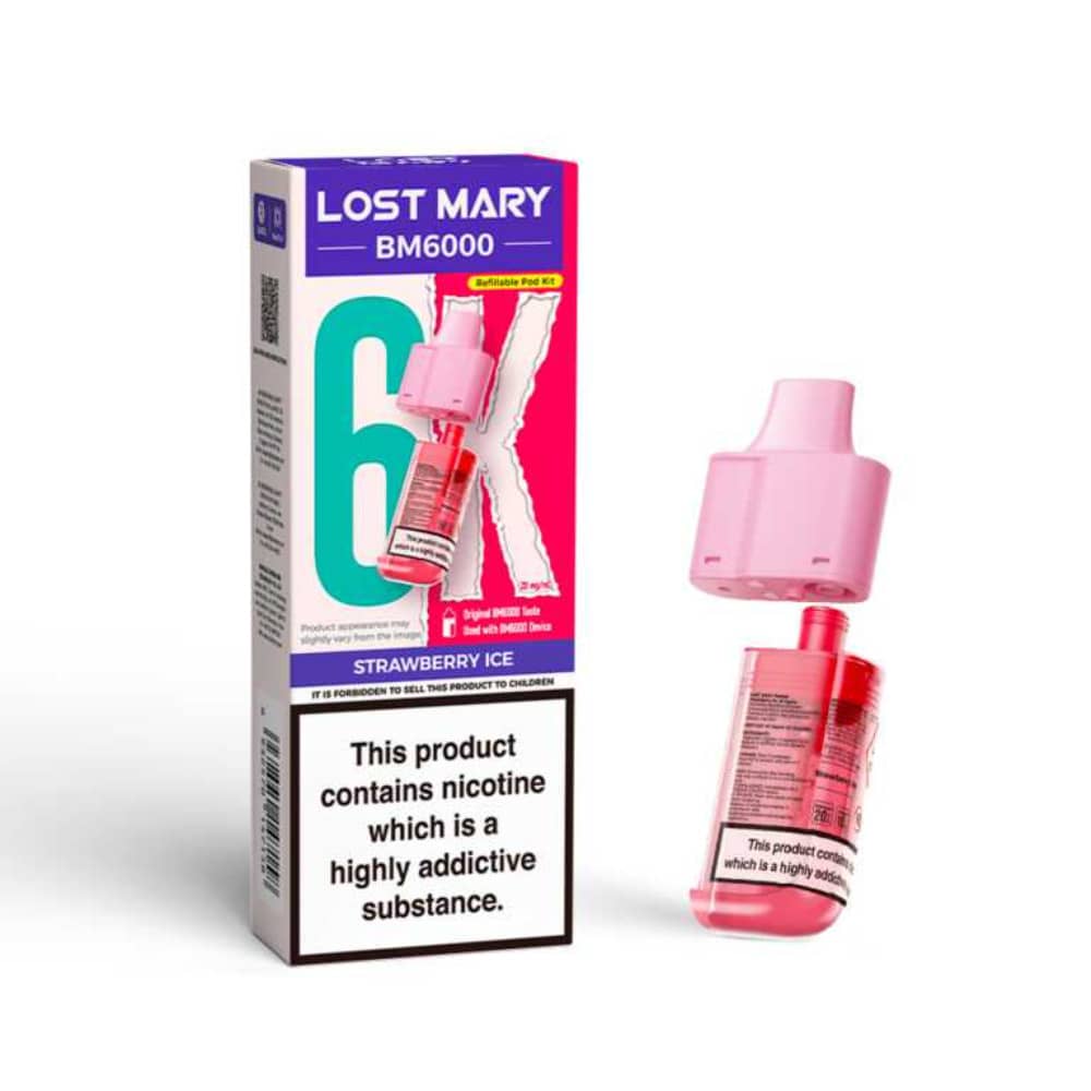 Lost Mary Bm6000 Refill Pods | 6,000 Puffs Strawberry Ice
