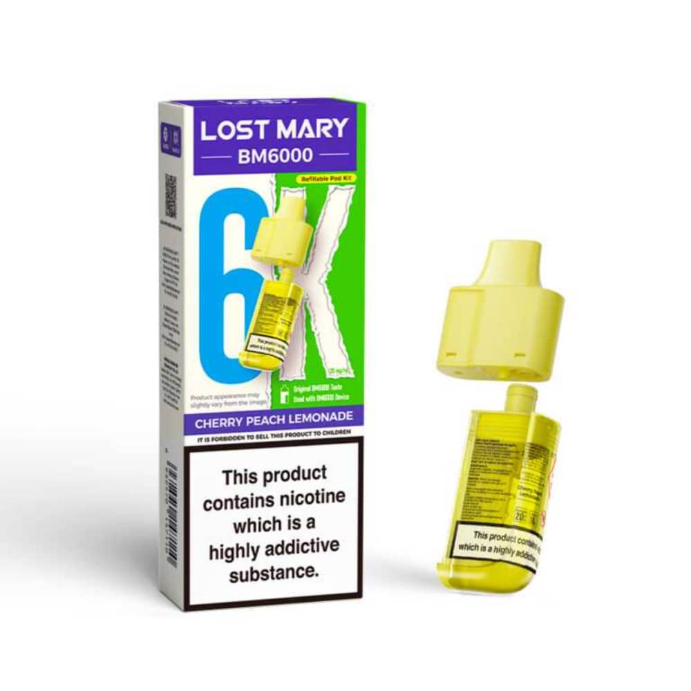 Lost Mary Bm6000 Refill Pods | 6,000 Puffs Cherry Peach Lemonade
