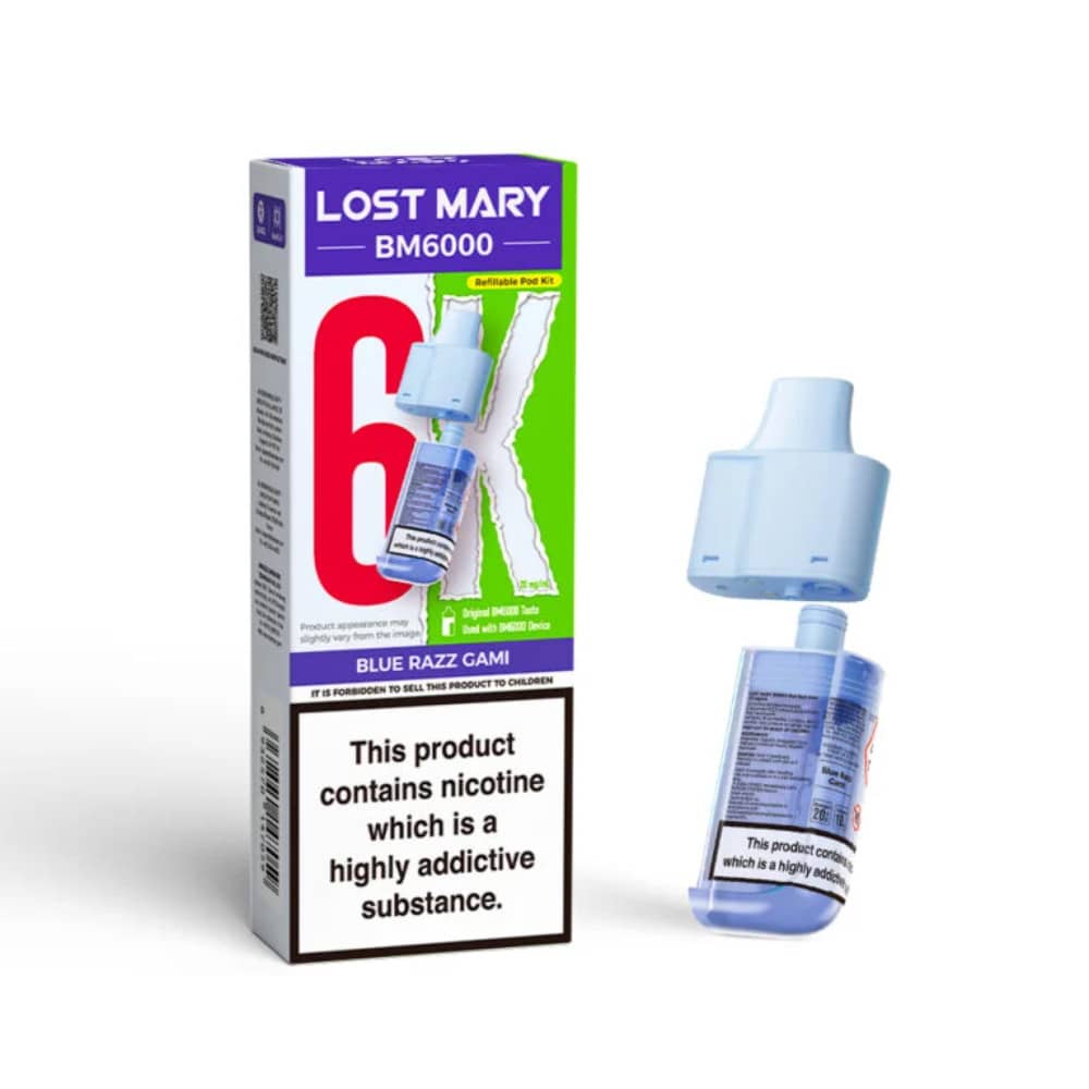 Lost Mary Bm6000 Refill Pods | 6,000 Puffs Blue Razz Gami