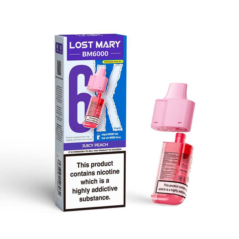 Lost Mary Bm6000 Refill Pods | 6,000 Puffs Juicy Peach