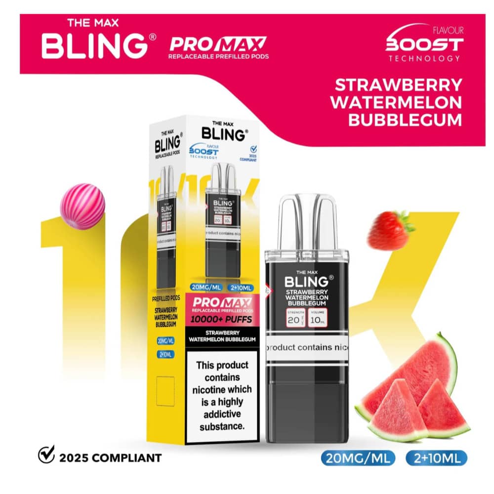 The Crystal Bling Pro Max 10k Pods Strawberry Watermelon Bubble Gum