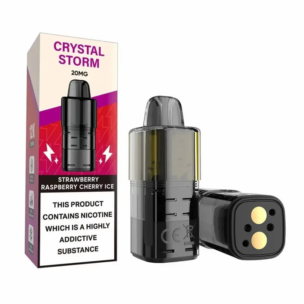 Crystal Strom Bar 12k Refill Pods | 20mg Strawberry Raspberry Cherry Ice