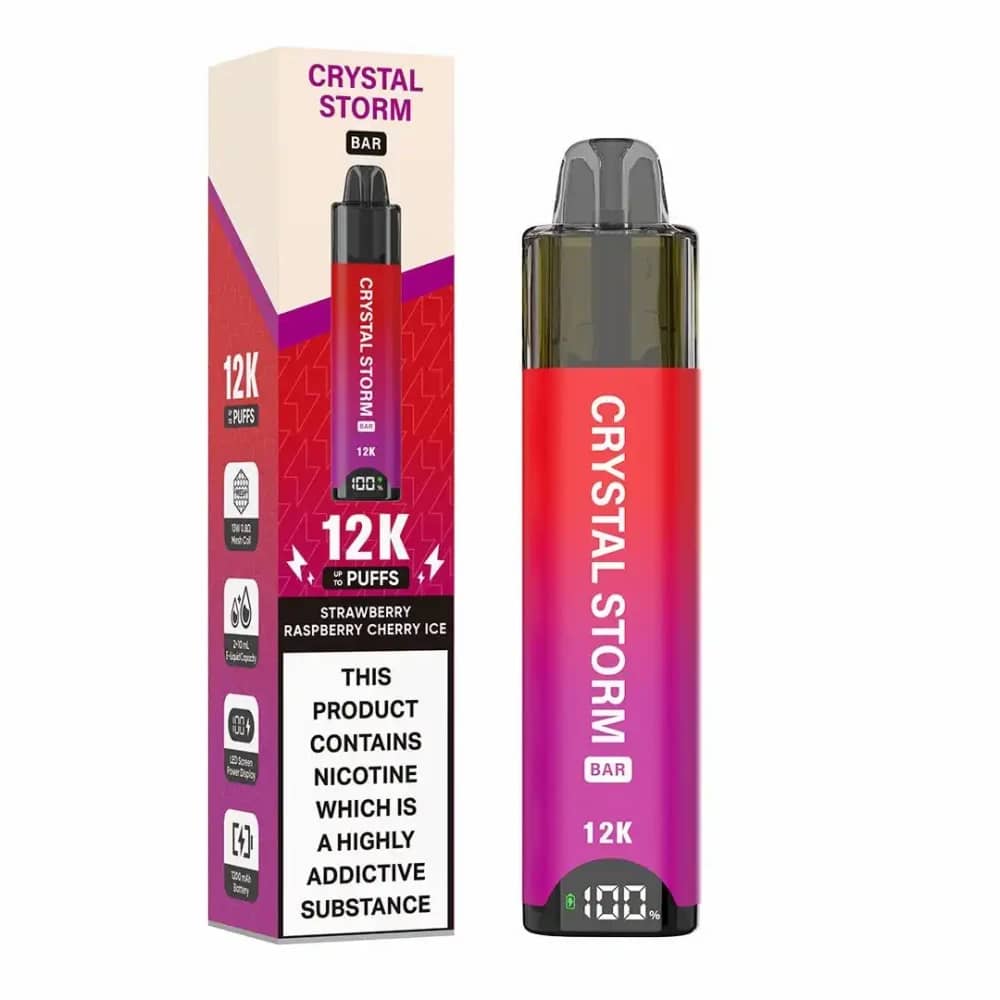 Crystal Strom Bar 12k | Prefilled 20mg Pod Kit Strawberry Raspberry Cherry Ice