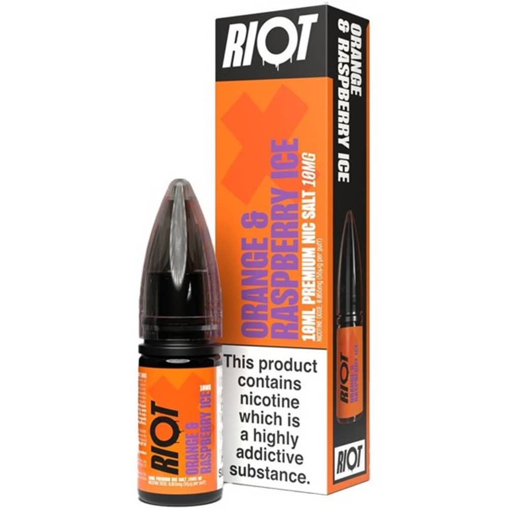 Riot X Nic Salts e liquids 10ml Orange & Raspberry Ice 20mg