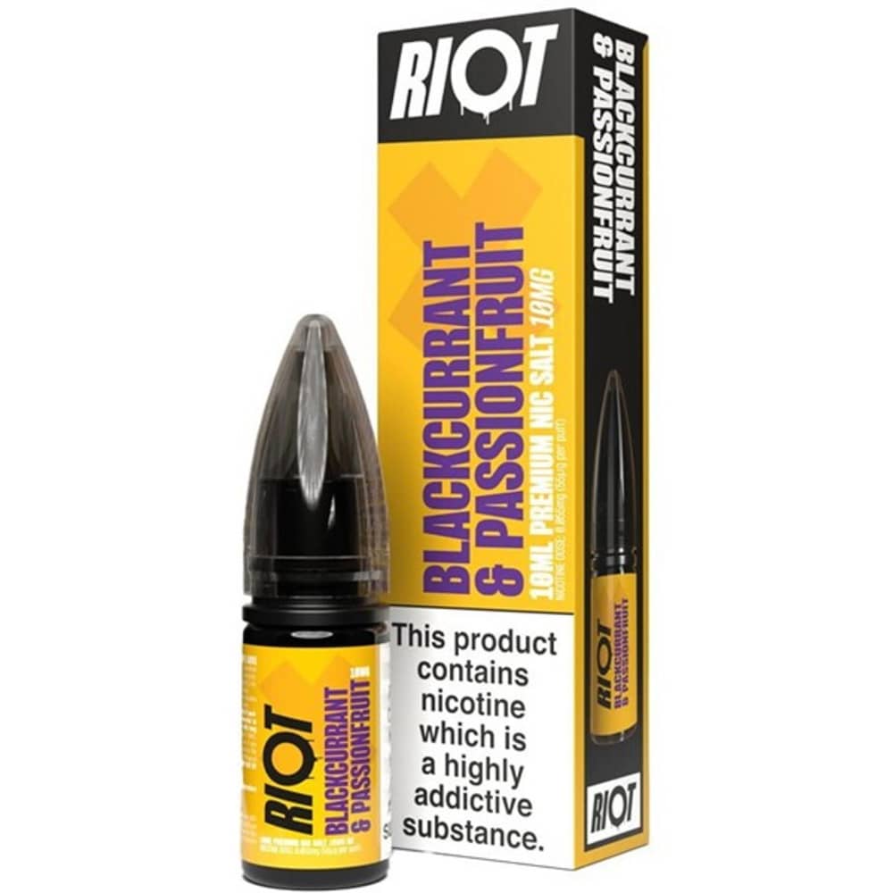 Riot X Nic Salts e liquids 10ml Blackcurrant Passion Fruit 20mg