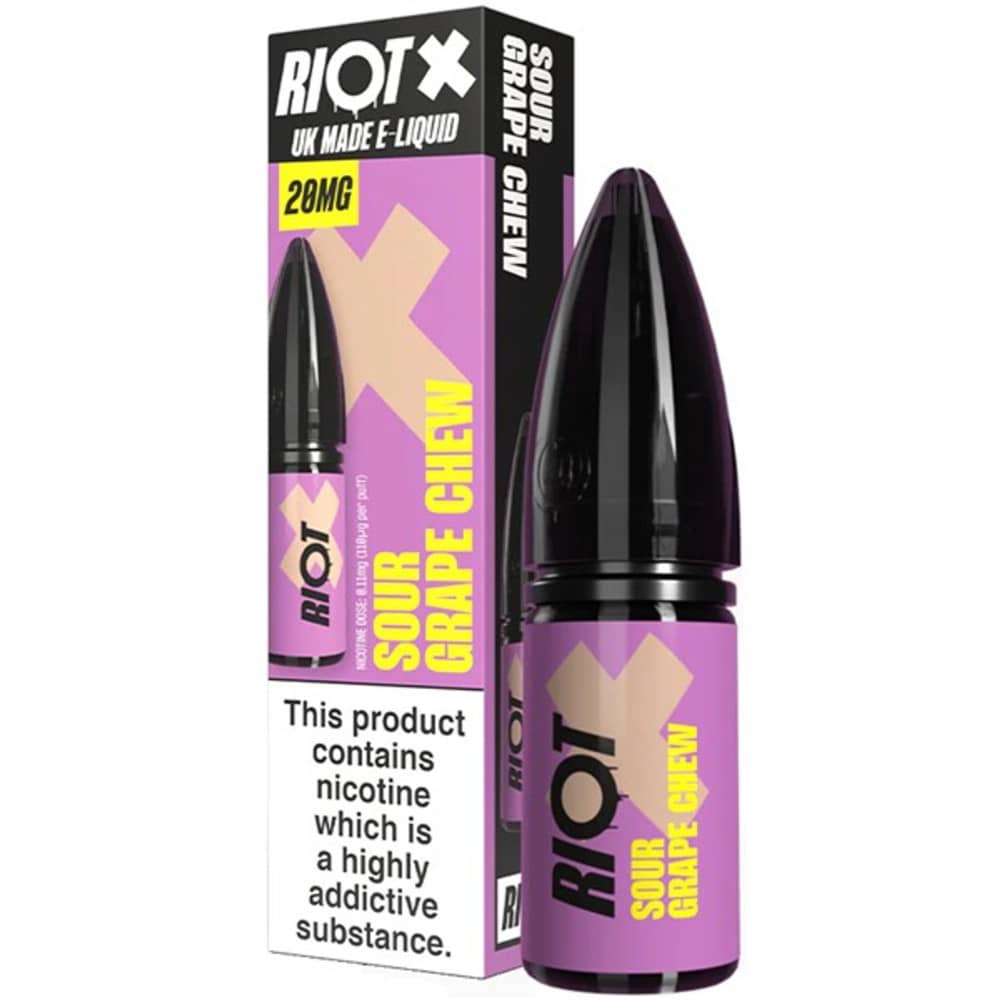 Riot X Nic Salts e liquids 10ml Sour Grape Chew 10mg