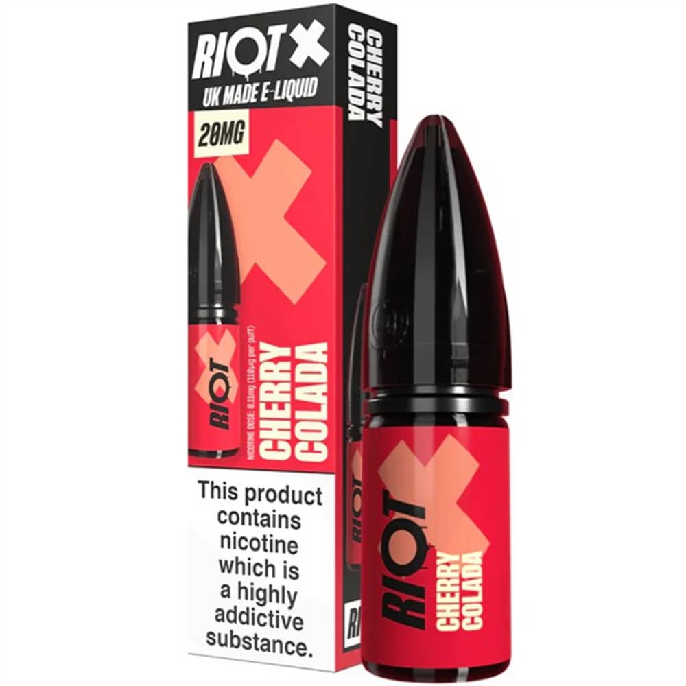 Riot X Nic Salts e liquids 10ml Cherry Colada 10mg