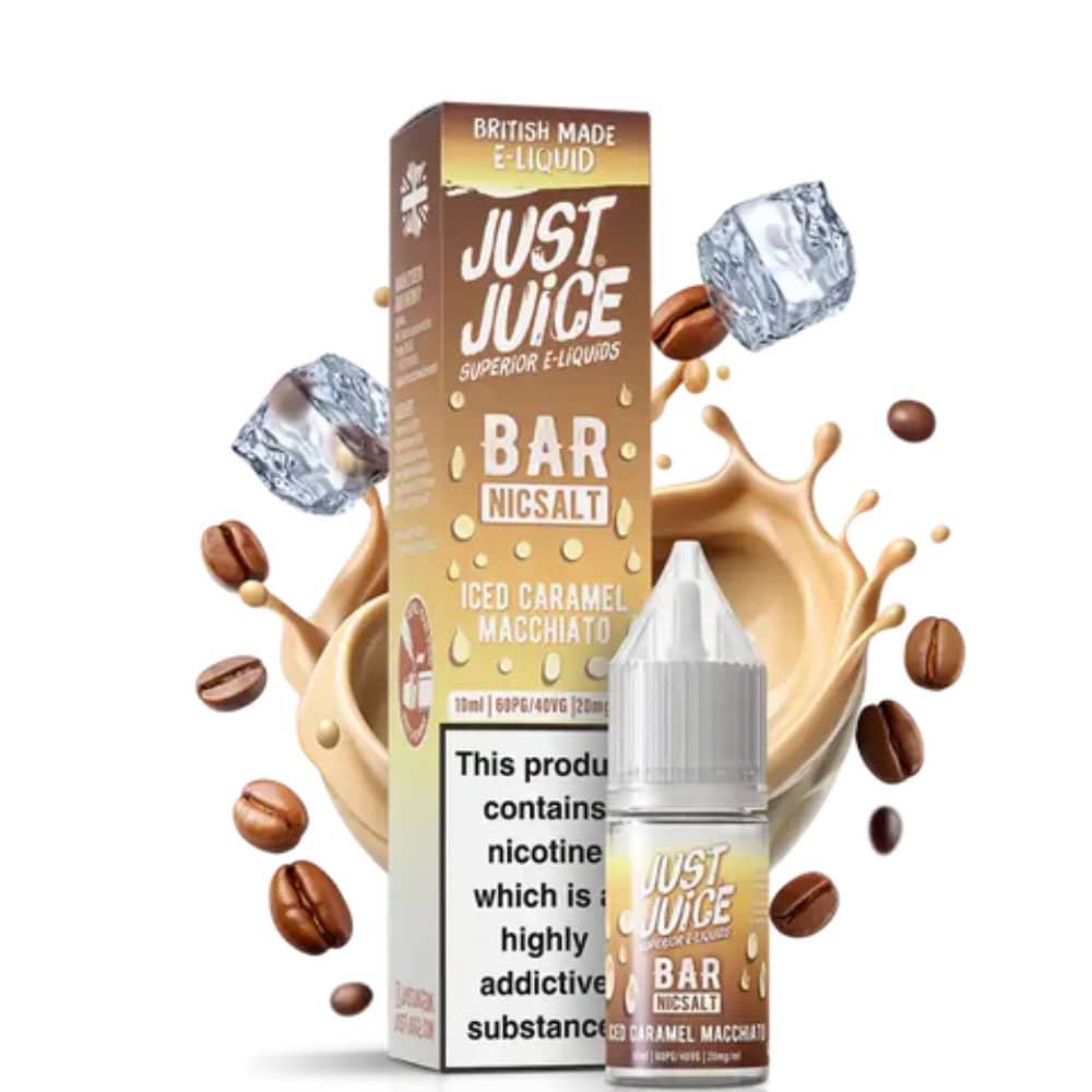 Just Juice Bar Nic Salts e liquids 10ml Iced Caramel Macchiato 20mg