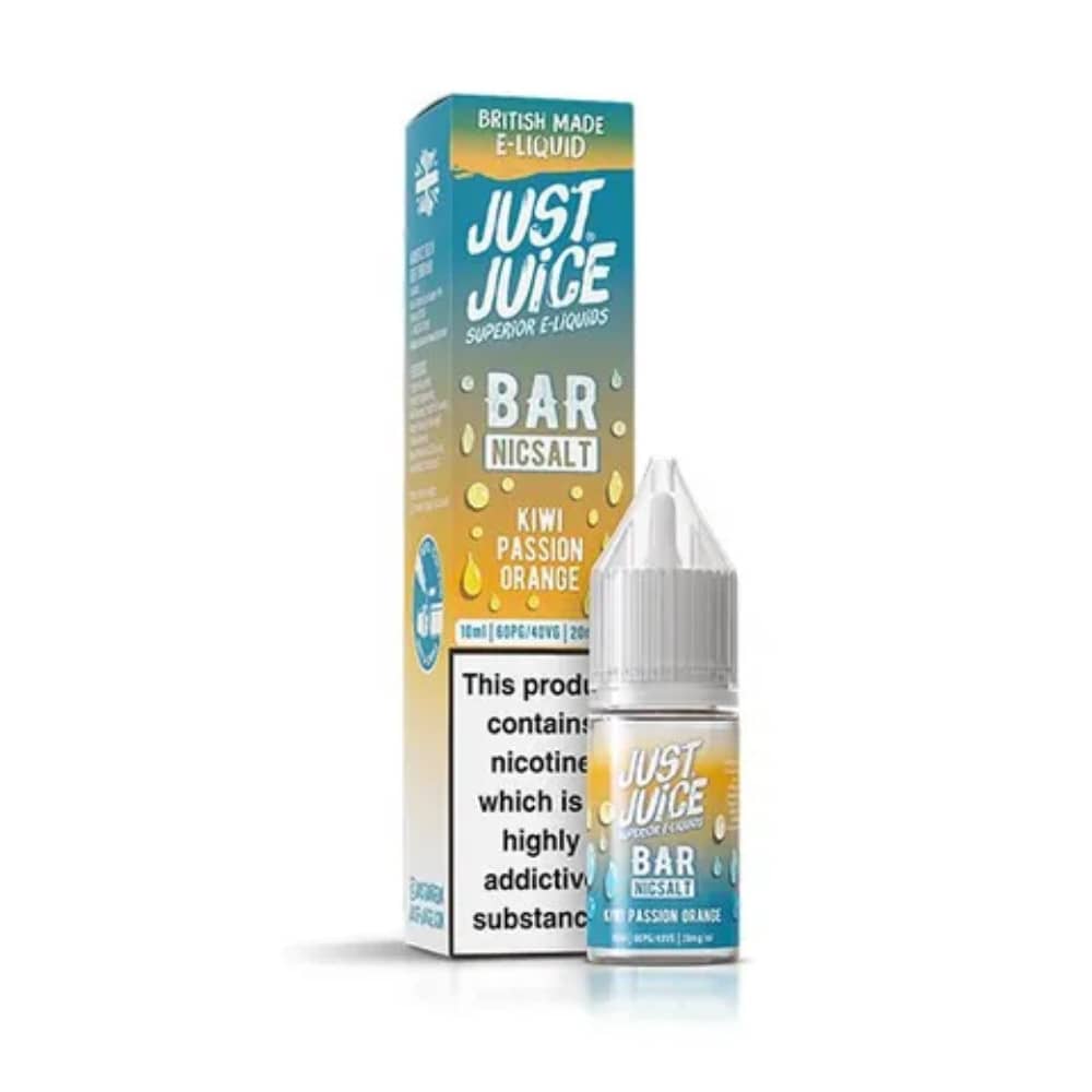 Just Juice Bar Nic Salts e liquids 10ml Kiwi Passionfruit Orange 20mg