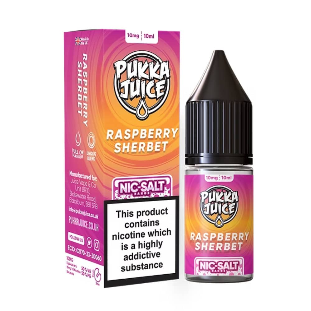 Pukka Juice Nic Salts e liquids 10ml Raspberry Sherbet 10mg