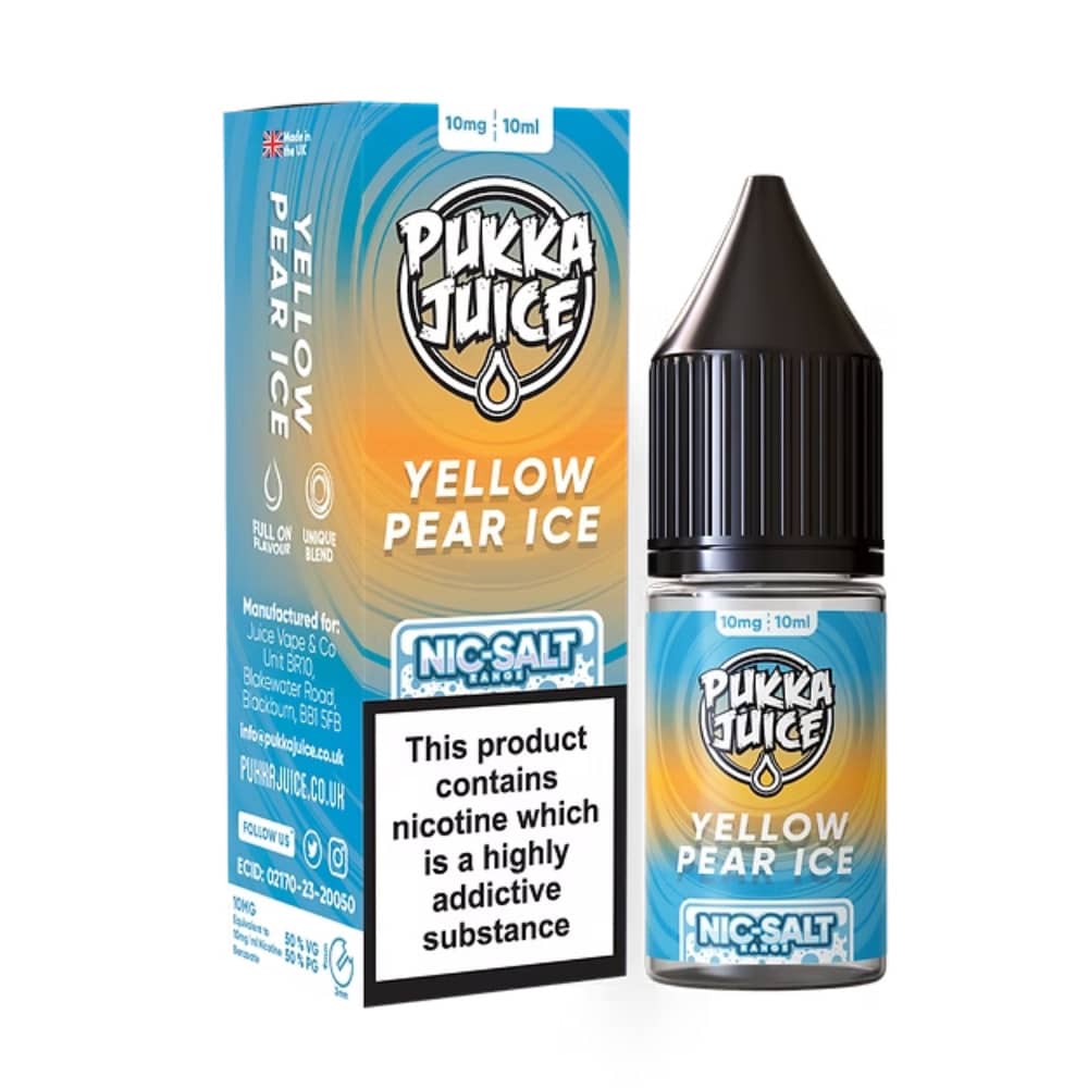 Pukka Juice Nic Salts e liquids 10ml Yellow Pear Ice 20mg