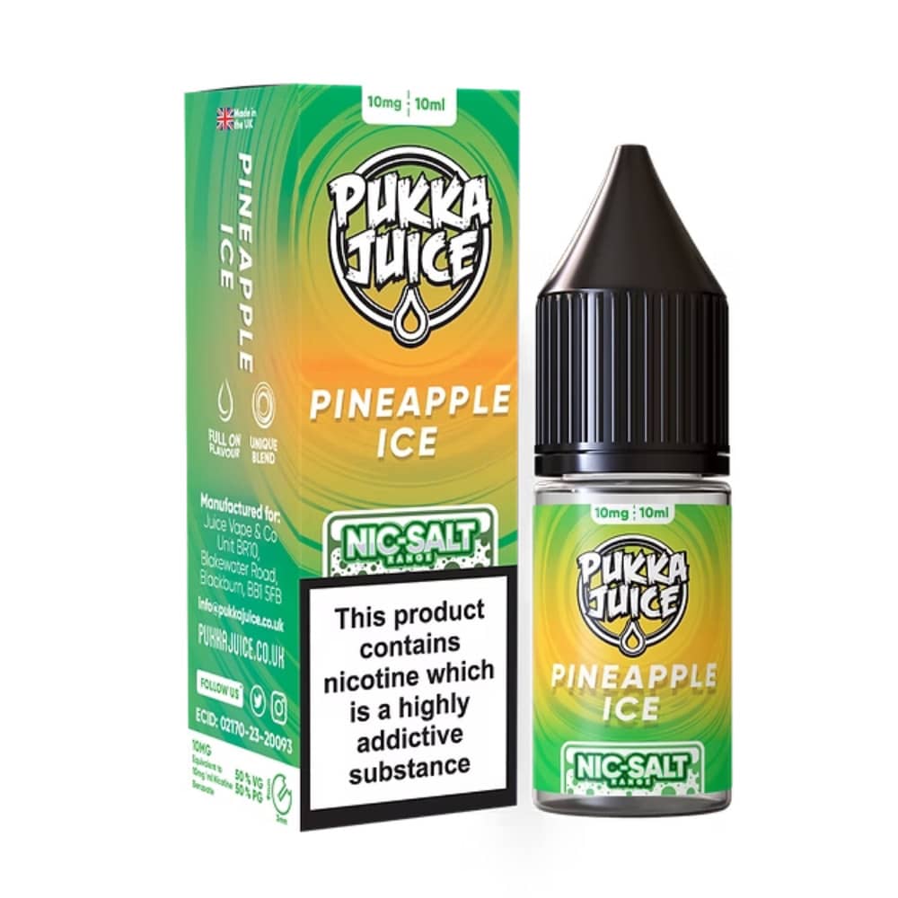 Pukka Juice Nic Salts e liquids 10ml Pineapple Ice 10mg