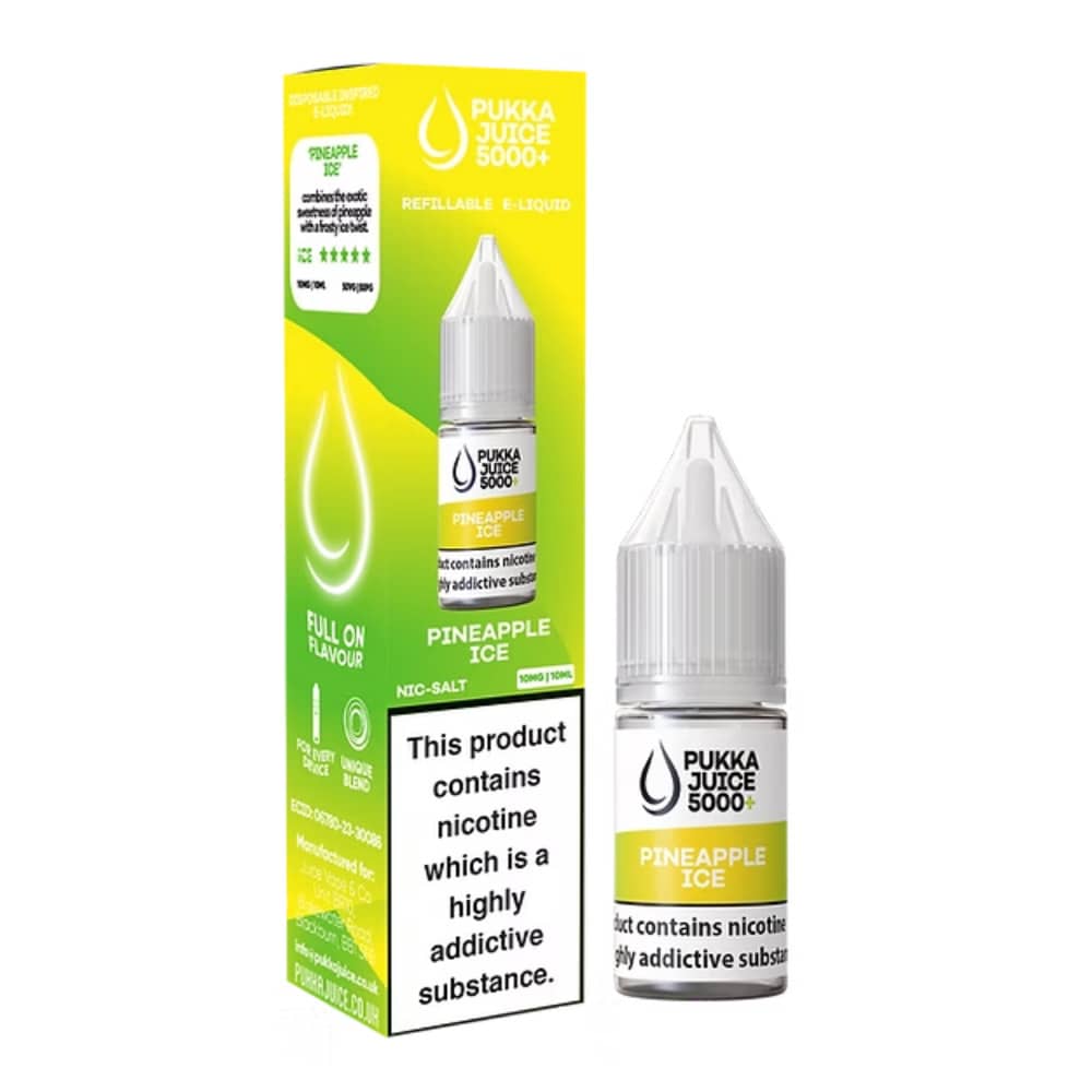 Pukka Juice 5000+ Nic Salts e liquids 10ml Pineapple Ice 20mg