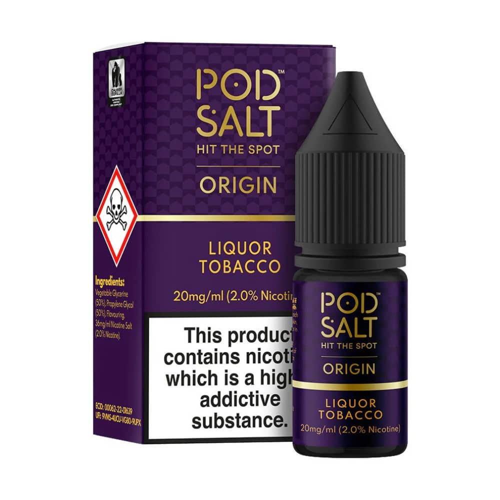 Pod Salt Origin Nic Salts e liquids 10ml Liquor Tobacco 10mg