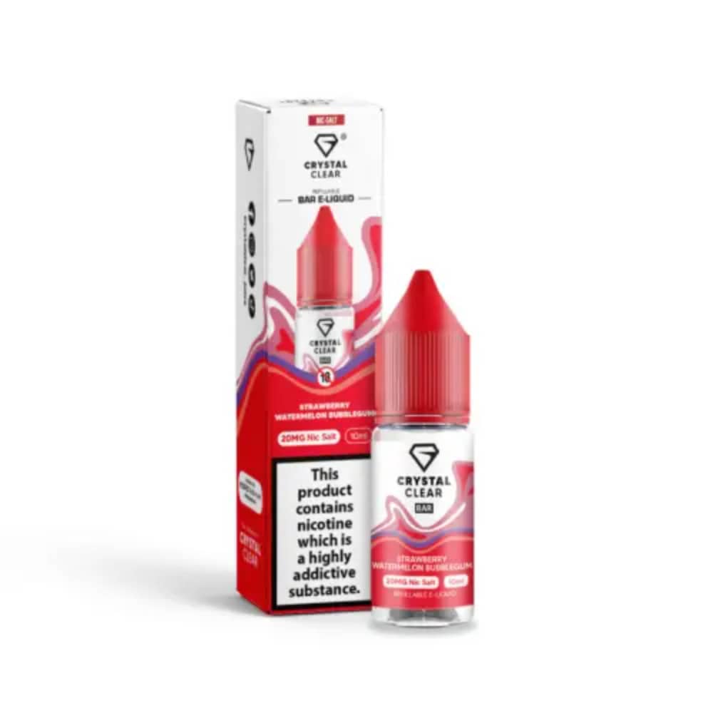 Crystal Clear Nic Salts e liquids 10ml Strawberry Watermelon Bubblegum 20mg