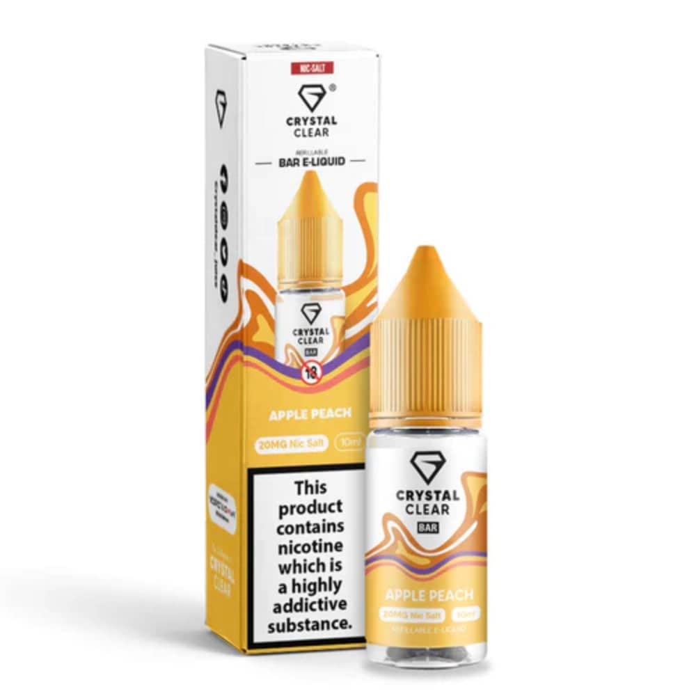 Crystal Clear Nic Salts e liquids 10ml Apple Peach 20mg