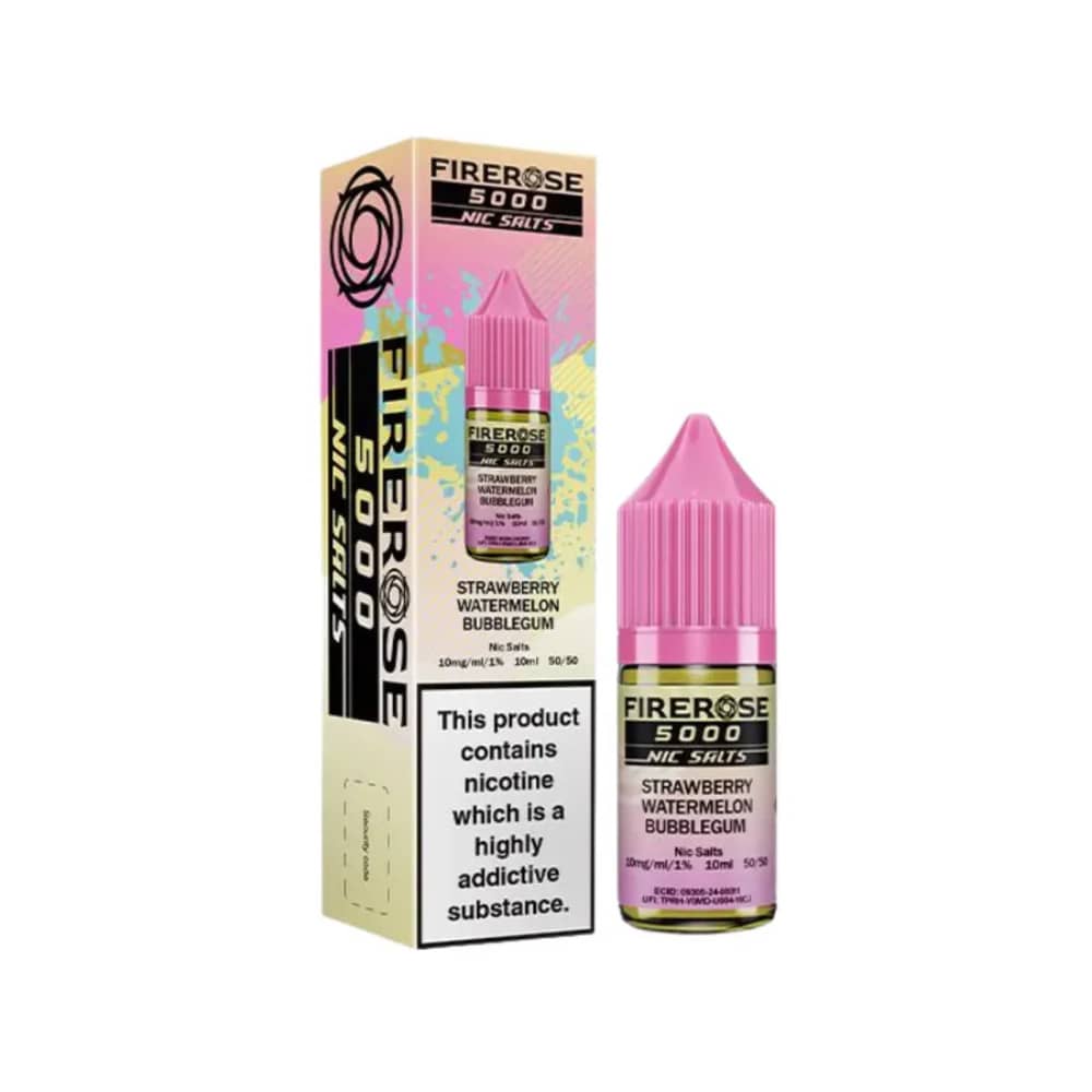 Firerose 5000 Nic Salts e liquids 10ml Strawberry Watermelon Bubblegum 10mg