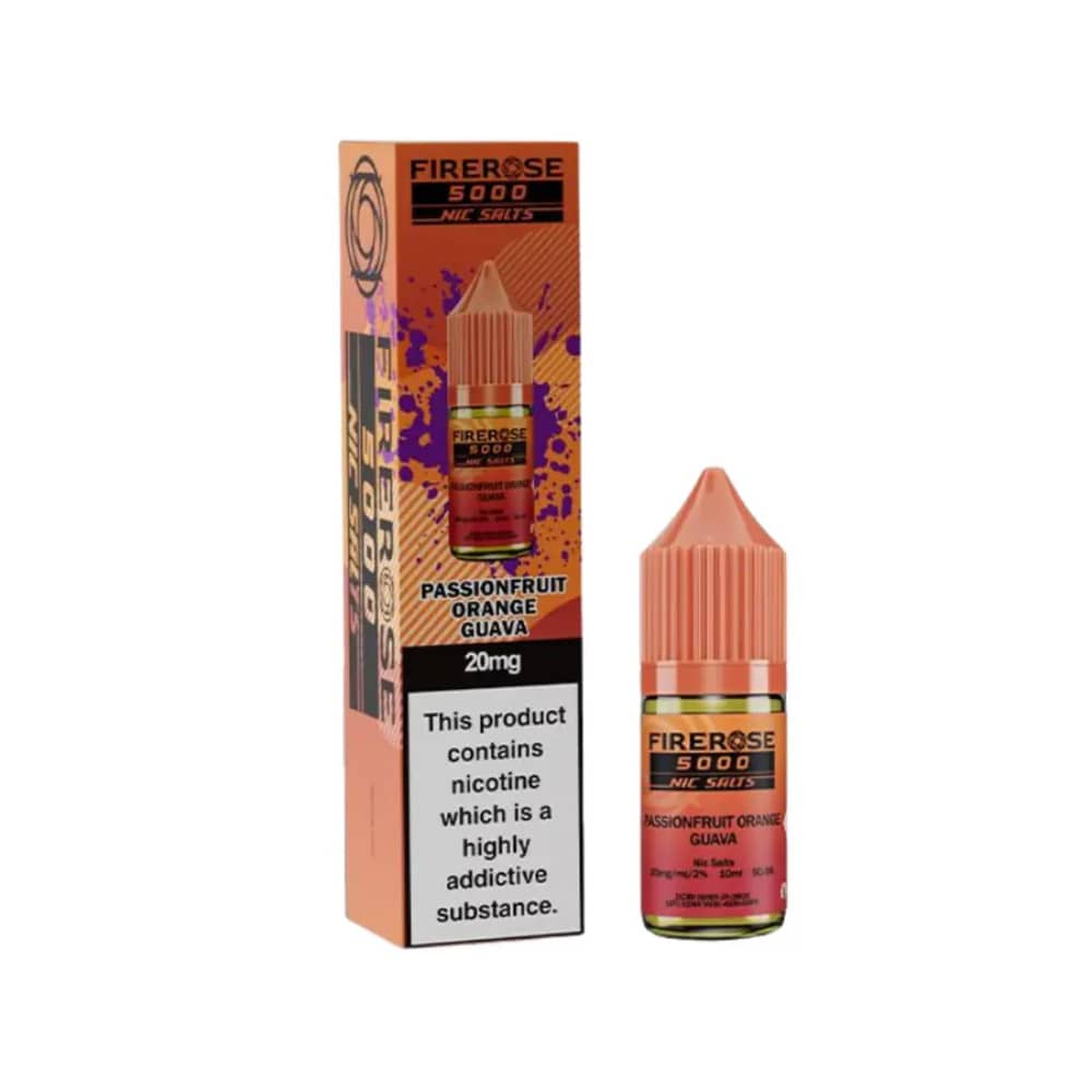 Firerose 5000 Nic Salts e liquids 10ml Passionfruit Orange Guava 10mg