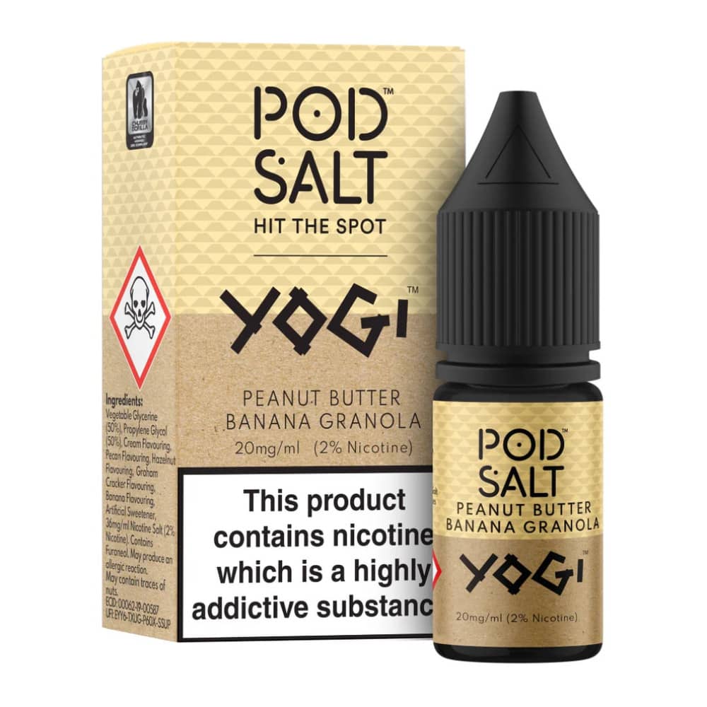 Pod Salt Fusions Nic Salts e liquids 10ml Yogi - Peanut Butter Banana Granola 11mg