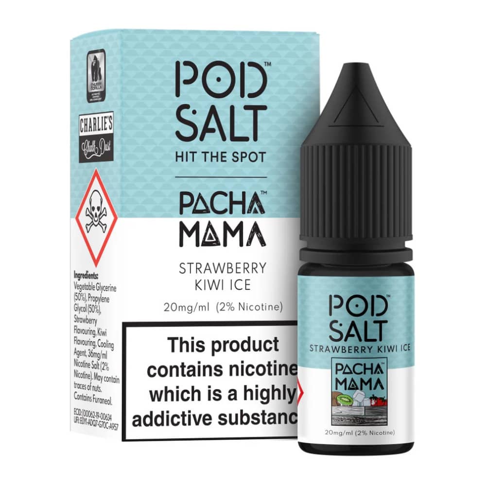Pod Salt Fusions Nic Salts e liquids 10ml Pacha Mama - Strawberry Kiwi Ice 20mg