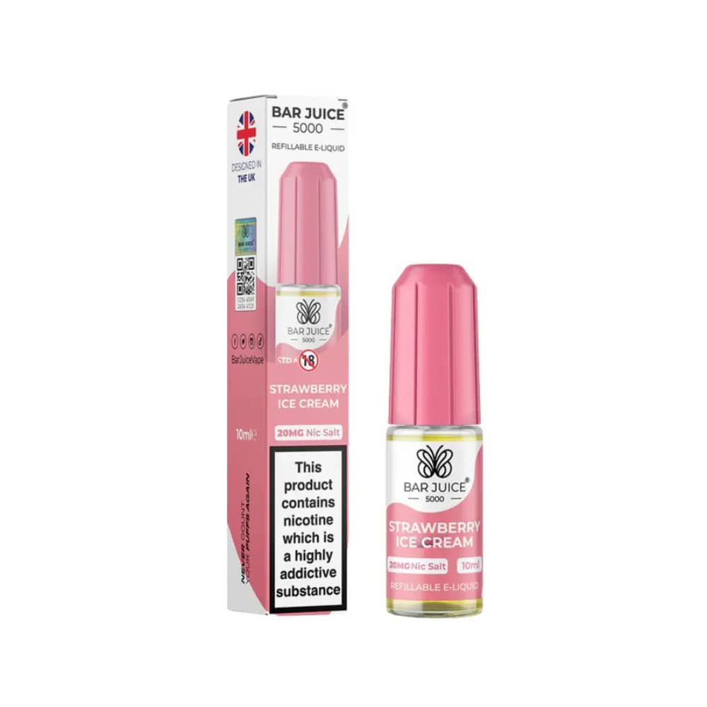Bar Juice Nic Salts E-Liquids 10ml Strawberry Ice Cream 10mg