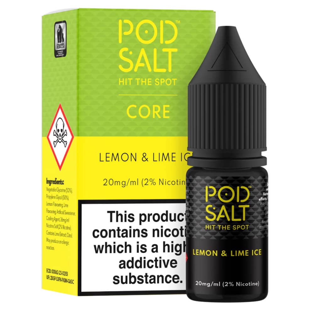 Pod Salt Core Nic Salts e liquids 10ml Lemon & Lime Ice 11mg