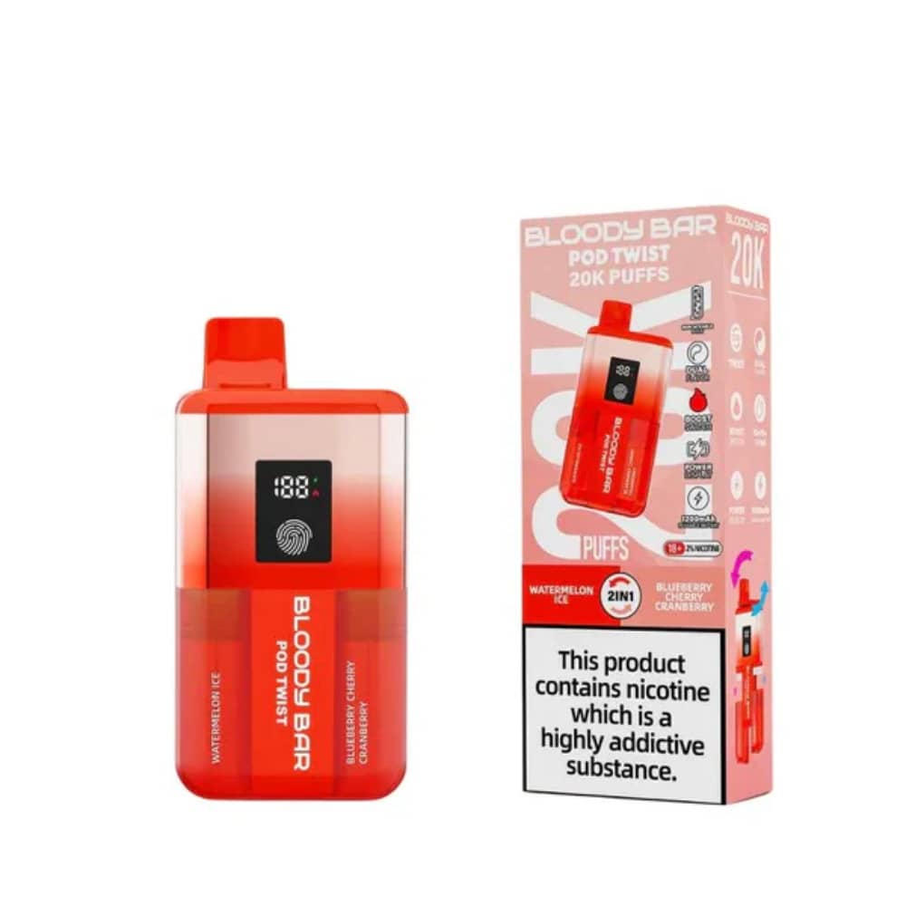 Bloody Bar Twist 20k Prefilled Pod Vape Kit Watermelon Ice / Blueberry Cherry Cranberry