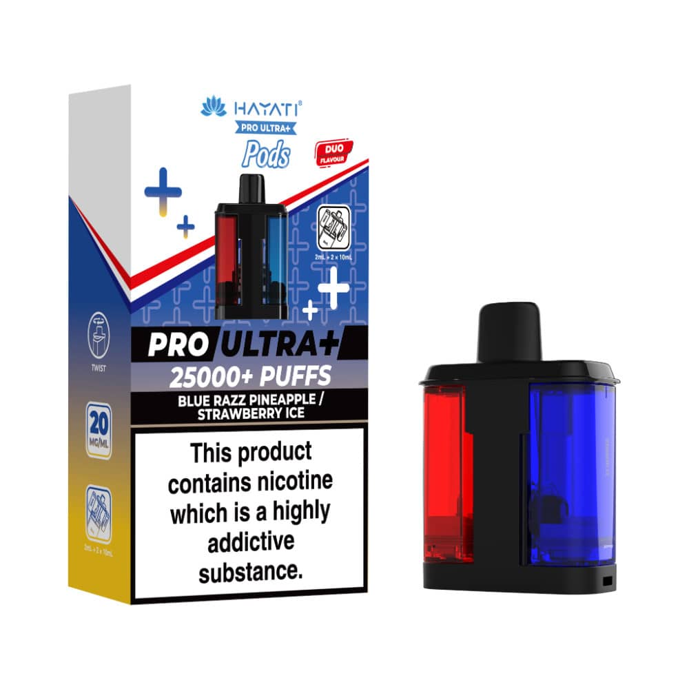 Hayati Pro Ultra Plus 25K Pods Blue Razz Pineapple Strawberry Ice