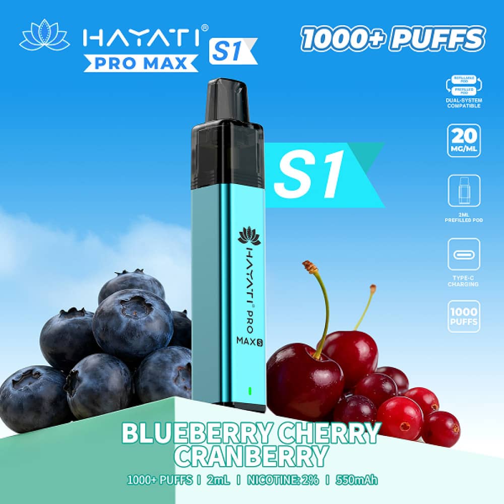 Hayati Pro Max S1 Prefilled Vape Kit Blueberry Cherry Cranberry